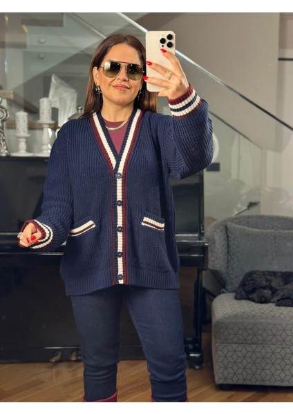 Cebi Renkli Lacivert Bordo Hırka