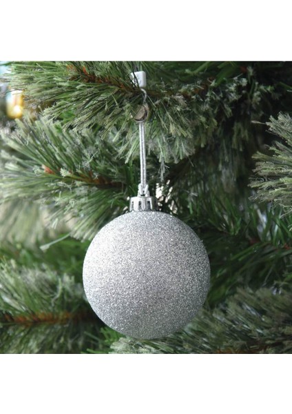 12 Adet Çok Renkli 5 cm Gümüş Yılbaşı Topu, Vitrin Süsleri, Yılbaşı Ağacı Süsleri