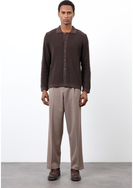 Kahve Ince Örgü Triko Erkek Hırka fiyatları