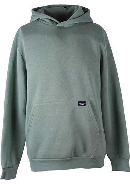 Kapüşonlu Kanguru Cep 3 Iplik Şardonlu Yeşil Erkek Sweatshirt 5281