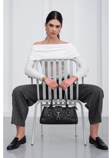 Noa Vintage Baget Çanta Siyah fırsatları