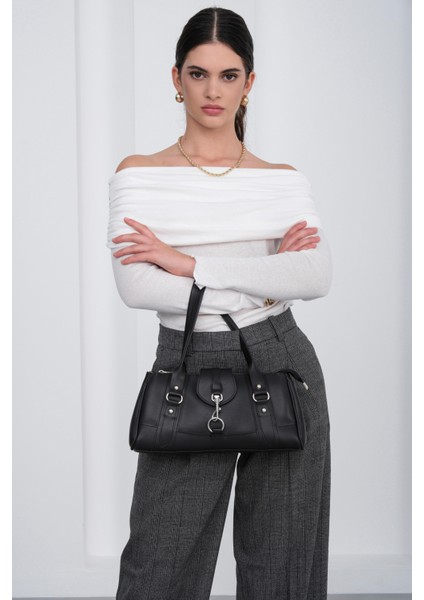 Noa Vintage Baget Çanta Siyah