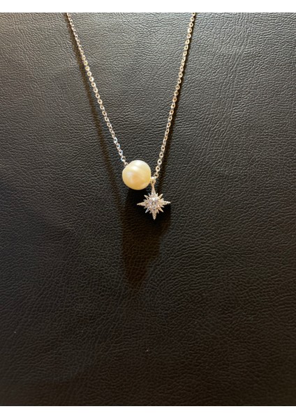 Ithal Minimal Kutup Yıldızı Incili Kadın Gümüş Kolye modelleri