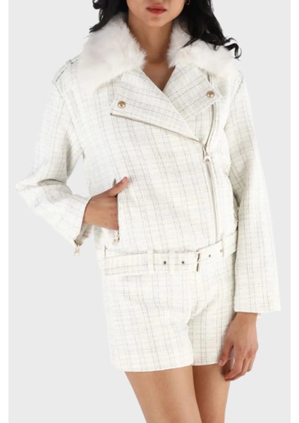 Sandra Regular Fit Yumuşak Tüy Detaylı Yaka Fermuarlı Ceket W5BL16W2382 Bayan Ceket W5BL16 W2382 F0YK