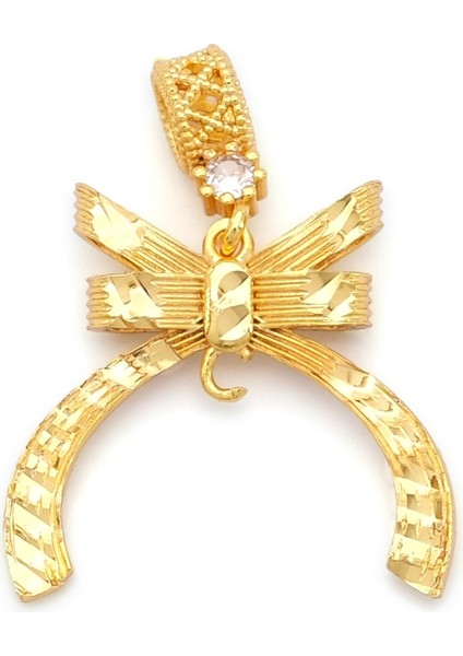 altın kaplama küçük boy kurdeleli kolye ucu tgr-740