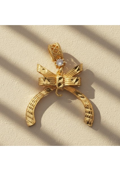 altın kaplama küçük boy kurdeleli kolye ucu tgr-740 modelleri