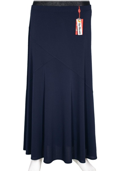 Hesna Kadın Rana Büyük Beden Çapraz Model Lastikli Astarlı Lacivert Etek