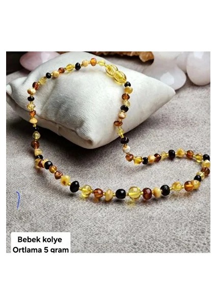 Hakiki Damla Kehribar Bebek Kolyesi Sertifikalı Ürün