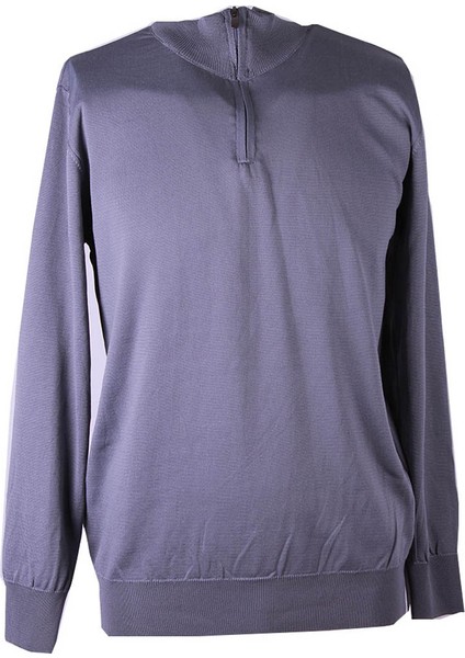 Yarım Fermuarlı Gri Erkek Kazak ALP01