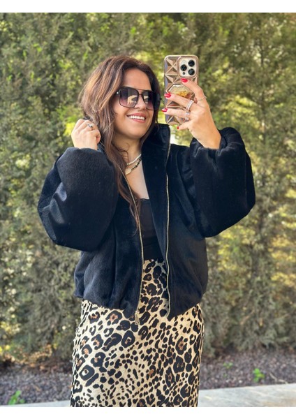 Siyah Lastikli Peluş Ceket fırsatları