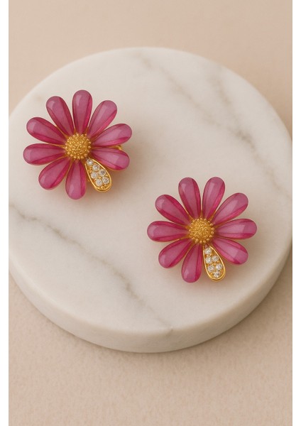 Zirkon Taş Detaylı Çiçek Desenli Kadın Mandal Toka