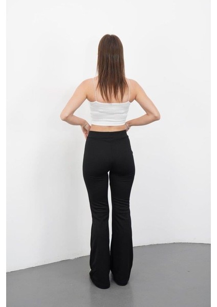 Kadın Yüksek Bel Krep Kumaş Bol Paça Pantolon modelleri