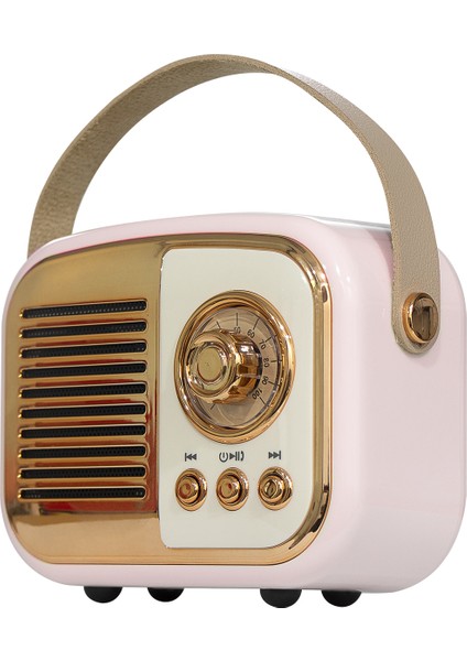 MD-24BT Echoes 3W 800MAH Pembe Usb+Tf Kart+Bluetooth Destekli Klasik Retro Müzik Kutusu modelleri