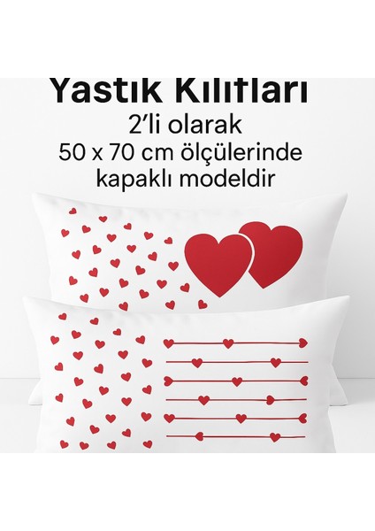 Desenli Pamuklu Kalpli Desen Yastık Kılıfı 2 Adet 50 x 70 cm fiyatları