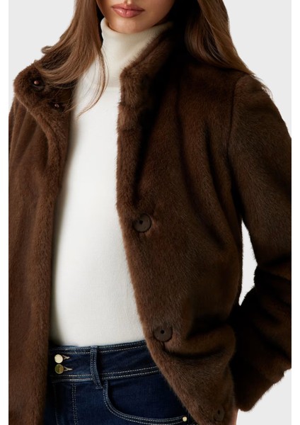 Luna Regular Fit Dik Yaka Suni Kürk Mont W5BL64W3920 Bayan Mont W5BL64 W3920 F18S fırsatları