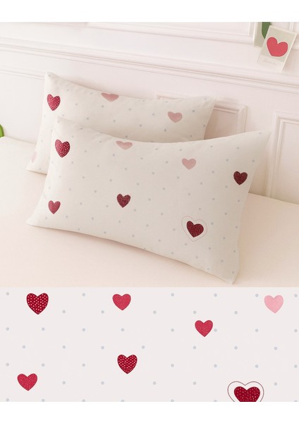 Desenli Pamuklu Kalpli Desen Yastık Kılıfı 2 Adet 50 x 70 cm