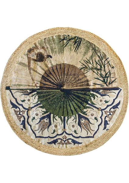 Boho 901 Doğa ve Botanik Desenli Etnik Örgü Yuvarlak Natural Renk Çift Taraflı Halı indirimleri