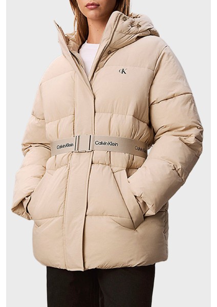 Regular Fit Kapüşonlu Kemer Detaylı Suya Dayanıklı Mont LV047D507GNSU Bayan Mont LV047D507G Nsu