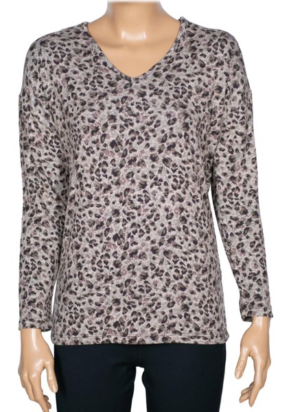 Barem Kadın Lina Büyük Beden Kışlık V Yaka Yumoş Kahve Bluz D08 fiyatları