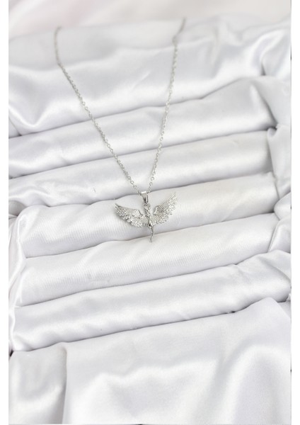 316L Çelik Zincir Gümüş Renk Melek Model Kadın Kolye - TJ-BKO10622 fiyatları