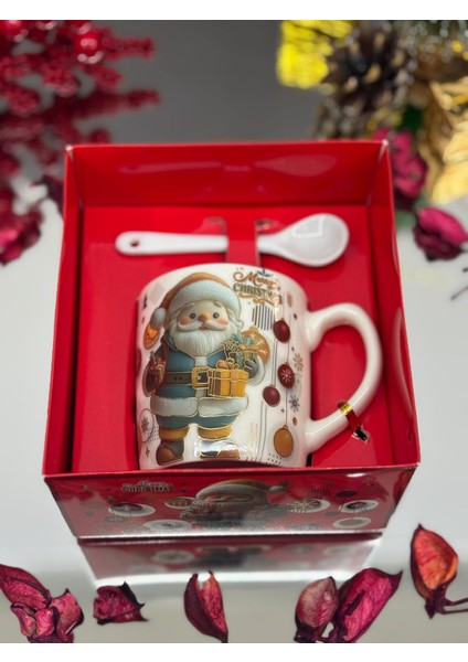 Noel Baba Seramik Kaşıklı Kupa Bardak 3 modelleri