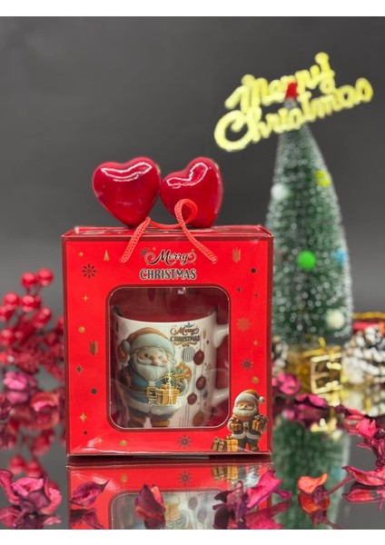 Noel Baba Seramik Kaşıklı Kupa Bardak 3