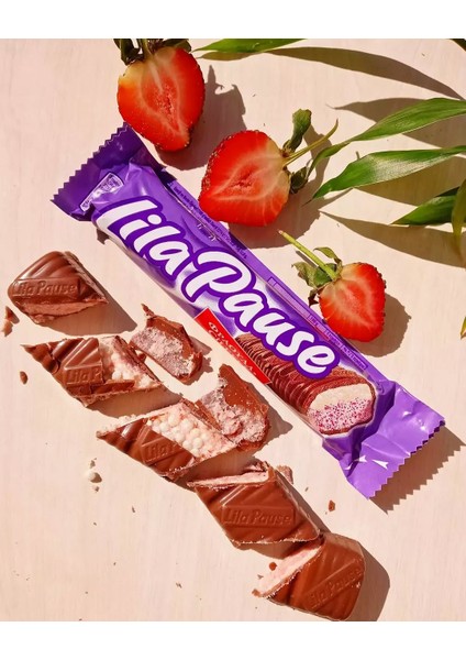 Lila Pause Çilekli Çikolata Bar 34 gr - 25'li Atıştırmalık Paket fiyatları