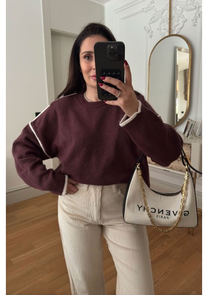 Etek Ucu Verevli Triko- Bordo modelleri