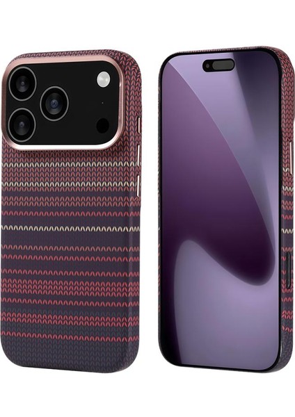 iPhone Uyumlu 17 Pro Kılıf M-Safe Şarj Özellikli Karbon Fiber Görünümlü Zore Nekst Kapak-Kırmızı