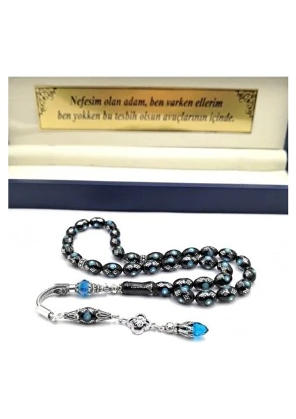 %100 Original Hakiki Erzurum Oltu Taşı Tesbih 925 Ayar Özel Gümüş Tasarımlı