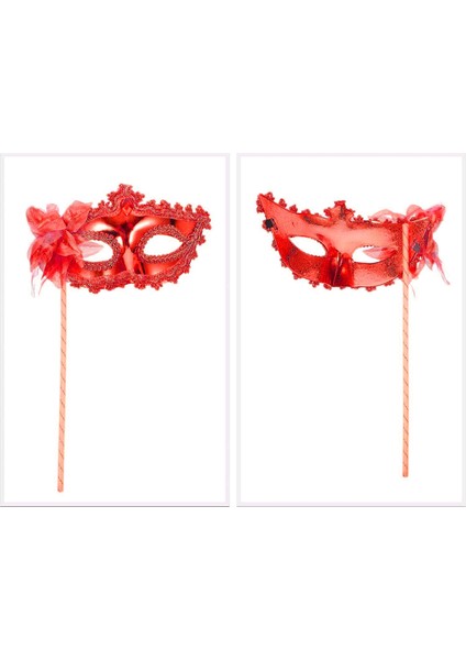 Kırmızı Işıltılı Tutmalı Fotoğraf Çekimi Maskesi 18x29 cm fiyatları