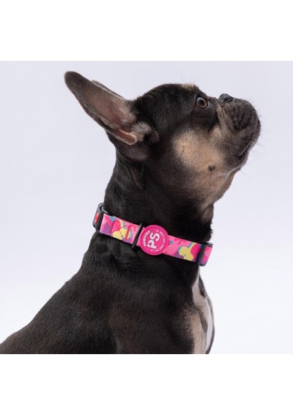 Rosea Camouflage Pembe Kamuflaj Desenli Köpek Boyun Tasması Ayarlanabilir Köpek Tasması M Size (32-48CM Boyun Aralığı)