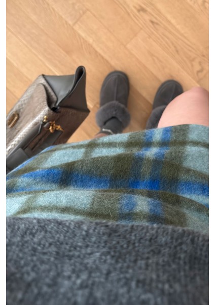 Kemer Detayllı Polar Mini Ekose Etek- Yeşil modelleri