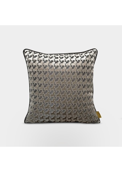 "troya" Dokulu At Figürlü Kırlent 45X45 - Gri