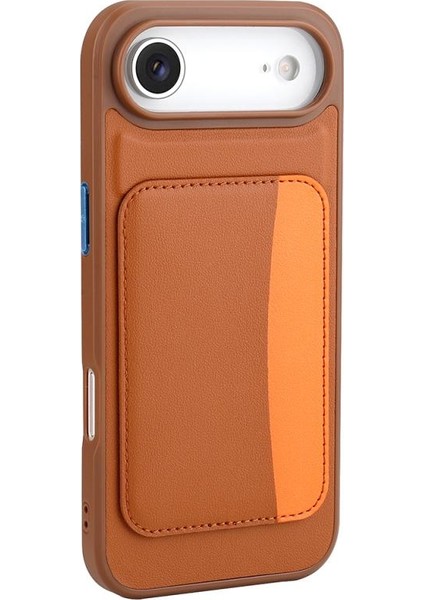 iPhone Uyumlu 17 Air Kılıf Kartlıklı Zore X-Kart Silikon Kapak-Kahverengi