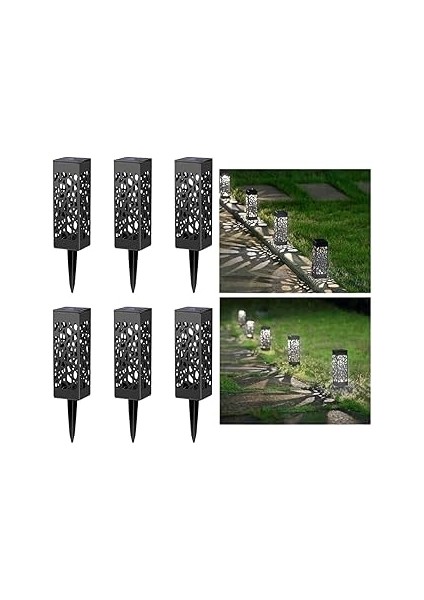 Coverzone 6'lı Solar Bahçe Lambası, LED Aydınlatmalı, 28 cm Çap, Abs Gövde, IP65 Su Geçirmez, Zemin