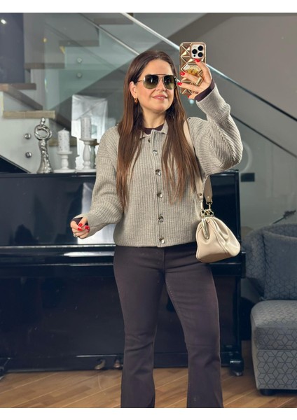 Altı Düğmeli Vizon Hırka modelleri