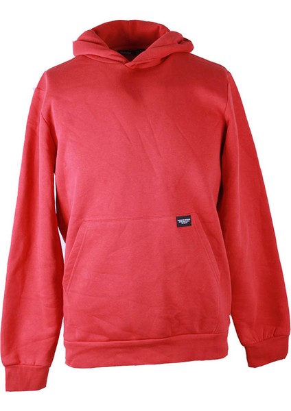 Kapüşonlu Kanguru Cep 3 Iplik Şardonlu Kırmızı Erkek Sweatshirt 5281