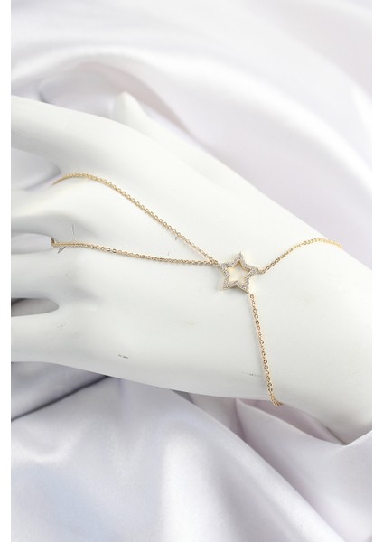 Pirinç Gold Renk Zirkon Taşlı Yıldız Model Şahmeran - TJ-SN678