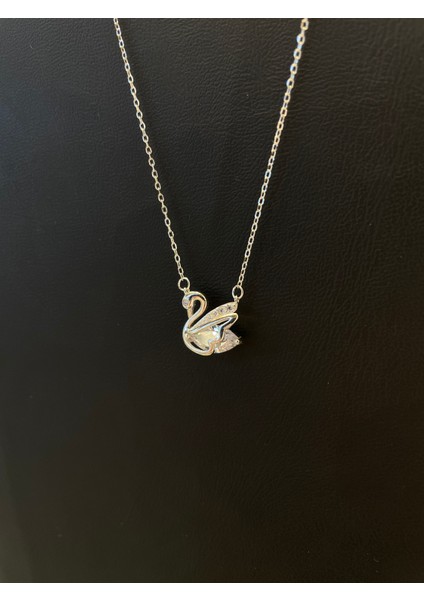 Ithal Beyaz Taşlı Kuğ Kadın Gümüş Kolye modelleri