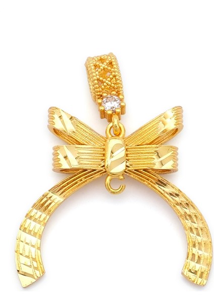 altın kaplama büyük boy kurdeleli kolye ucu tgr-739