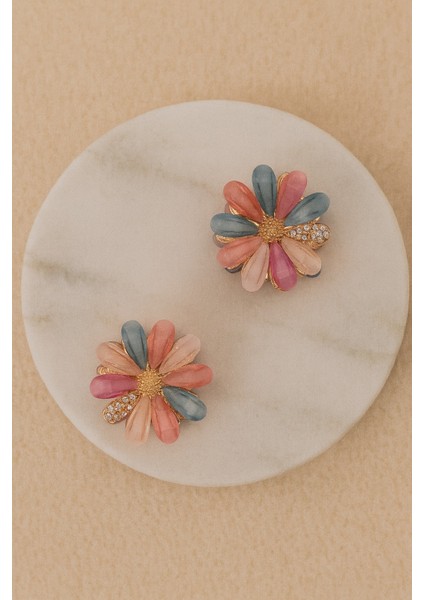 Zirkon Taş Detaylı Çiçek Desenli Kadın Mandal Toka