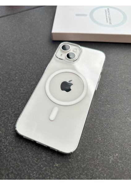 Apple iPhone 14 Kılıf Magsafe Wireless Kablosuz Şarj Destekli Şeffaf Darbe Emici Kapak