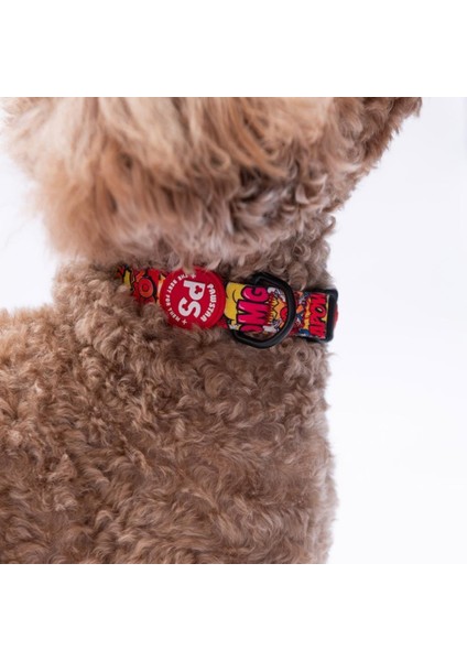 Wow Popart Desenli Köpek Boyun Tasması Ayarlanabilir Köpek Tasması M Size (32-48CM Boyun Aralığı)
