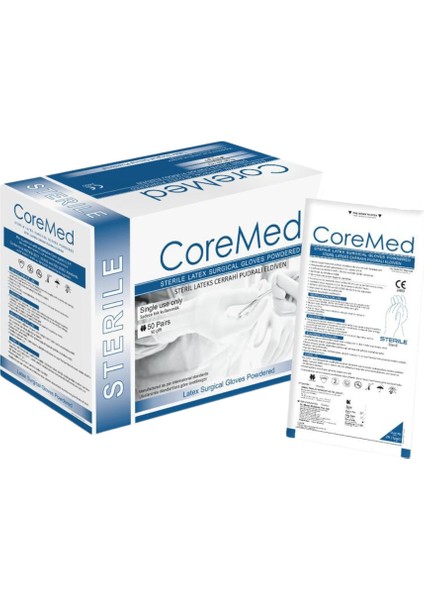 Coremed Steril Cerrahi Lateks Pudralı Eldiven 6,5 Beden 50 Çift fiyatları