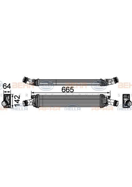 Mtxdpn Turbo Radyatörü (Intercooler) A4-A5 1.8 Tfsi-2.0 Tfsi 07- A6 1.8tfsi-2.0tfsi 11- (665X142X64)