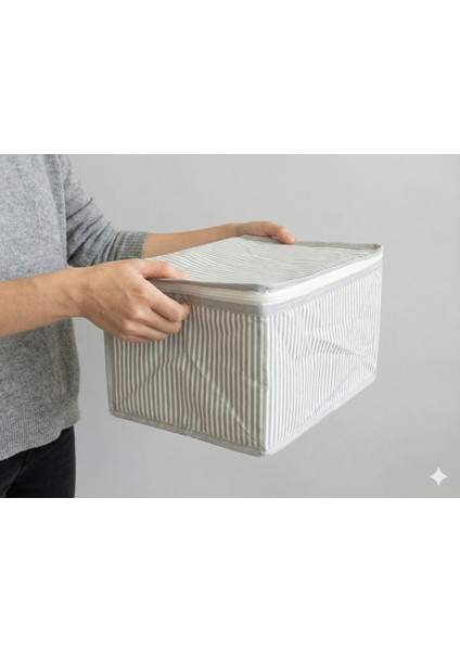 2'li Gri Çizgili Çorap Hurcu | Çok Amaçlı Dolap Içi ve Çekmece Içi Düzenleyici 29X24X17 cm modelleri