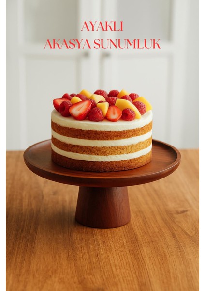 Akasya Ayaklı Sunumluk & Sunum Tabağı & Sunum Servisi 30X30X10 cm