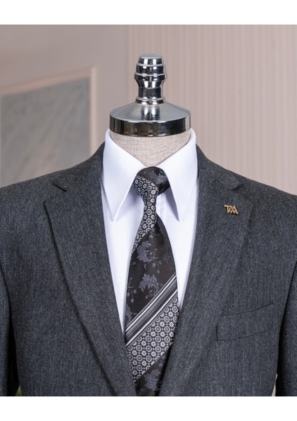 Italyan Stil Slim Fit 4 Drop Mono Yaka Erkek Tek Ceket Lacivert T13509