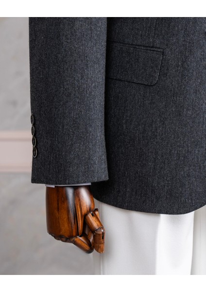 Italyan Stil Slim Fit 4 Drop Mono Yaka Erkek Tek Ceket Lacivert T13509